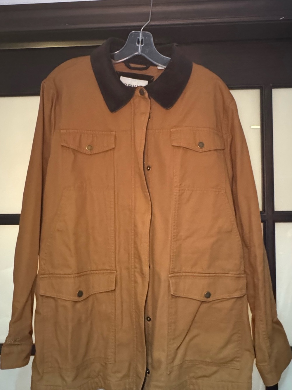 Orvis Tan Utility Field Jacket with Dark Brown Collar